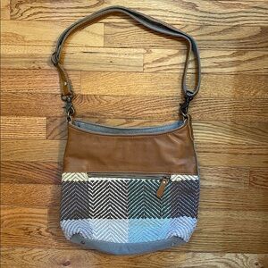 Myra Bag Leather Chevron Crossbody Bag with Metallic Accents